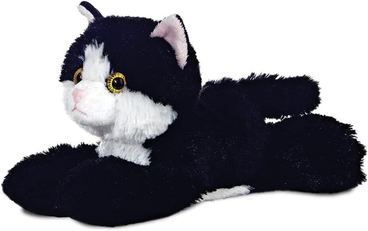 Aurora, 12743, Mini Flopsie Maynard Cat, 8in , Soft Toy, Black & White