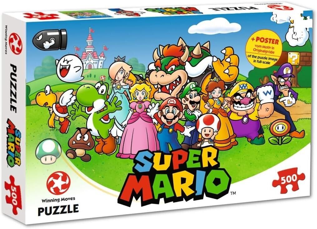 Winning Moves Super Mario and Friends 500 Piece Jigsaw Puzzle Game.