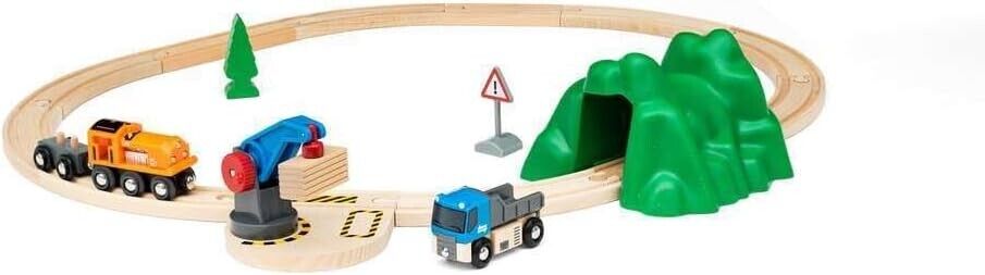 BRIO World Starter Lift & Load Train Set A for Kids Age 3 Years Up - Wooden Rail