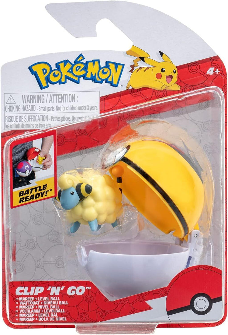 Pokémon Clip N Go Pokeball Toy And Nest Ball with battle Figurine Jazwares Mareep