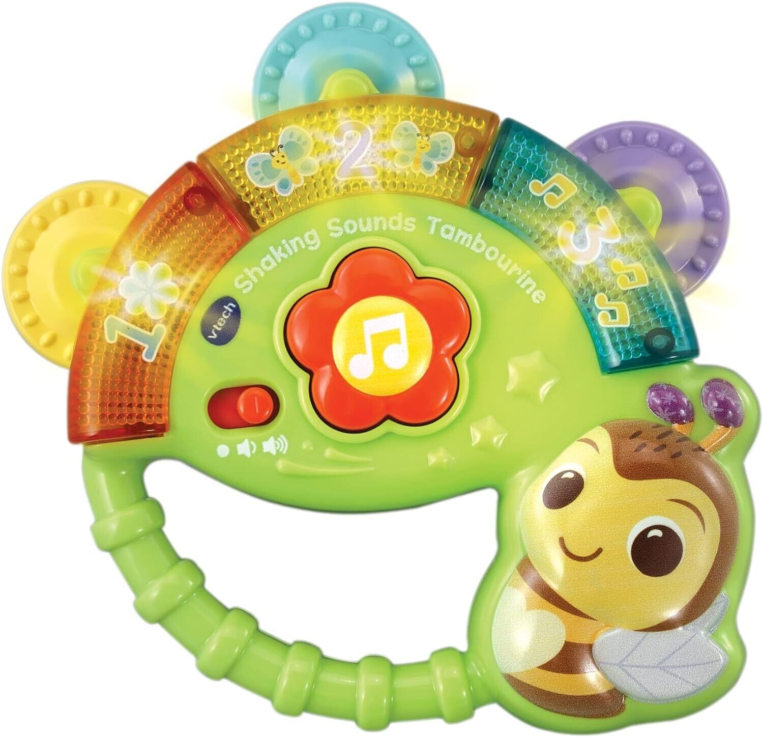 VTech Baby Shaking Sounds Tambourine, Sensory Toy with Lights, Music, Colours,