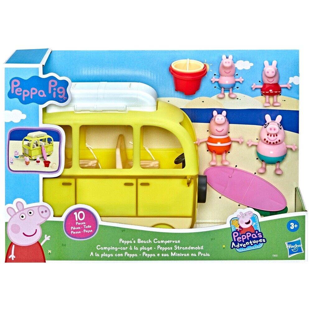 New Peppa Pig Beach Campervan Playset w/ 4 Figures - Peppa's Adventures