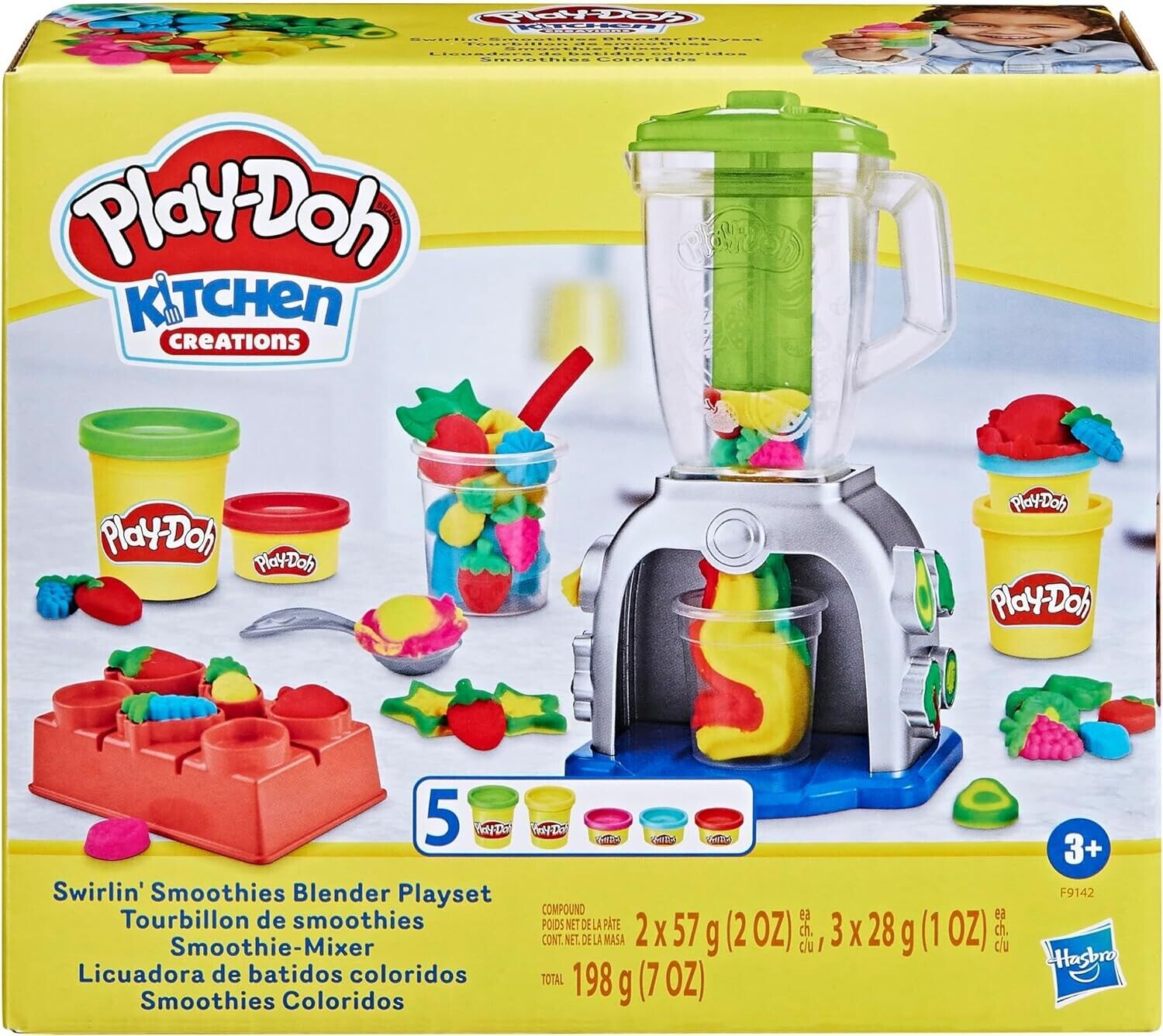 Play-Doh Swirlin Smoothies Toy Blender Playset, Play Kitchen Appliance