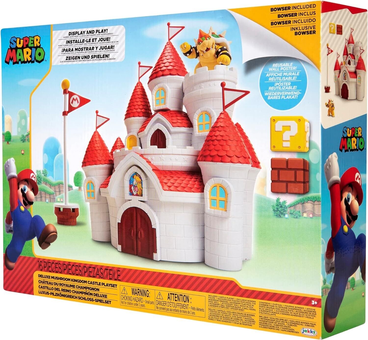 Nintendo Mushroom Kingdom Castle Playset Including Exclusive 2.5'/6cm Bowser Act