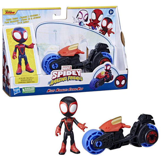 Marvel Spidey and His Amazing Friends Motorcycle Action Figure *Choose* - MILES MORALES