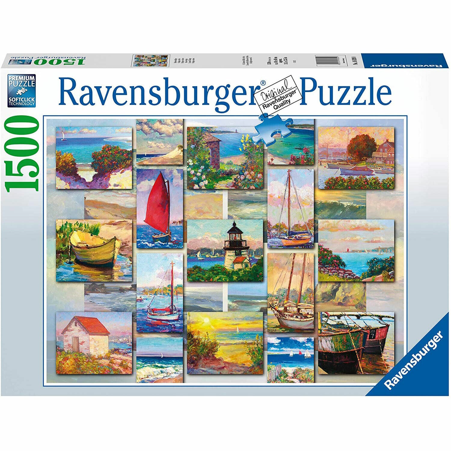 New Ravensburger Coastal Collage 1500 Piece Puzzle - Sealed Box