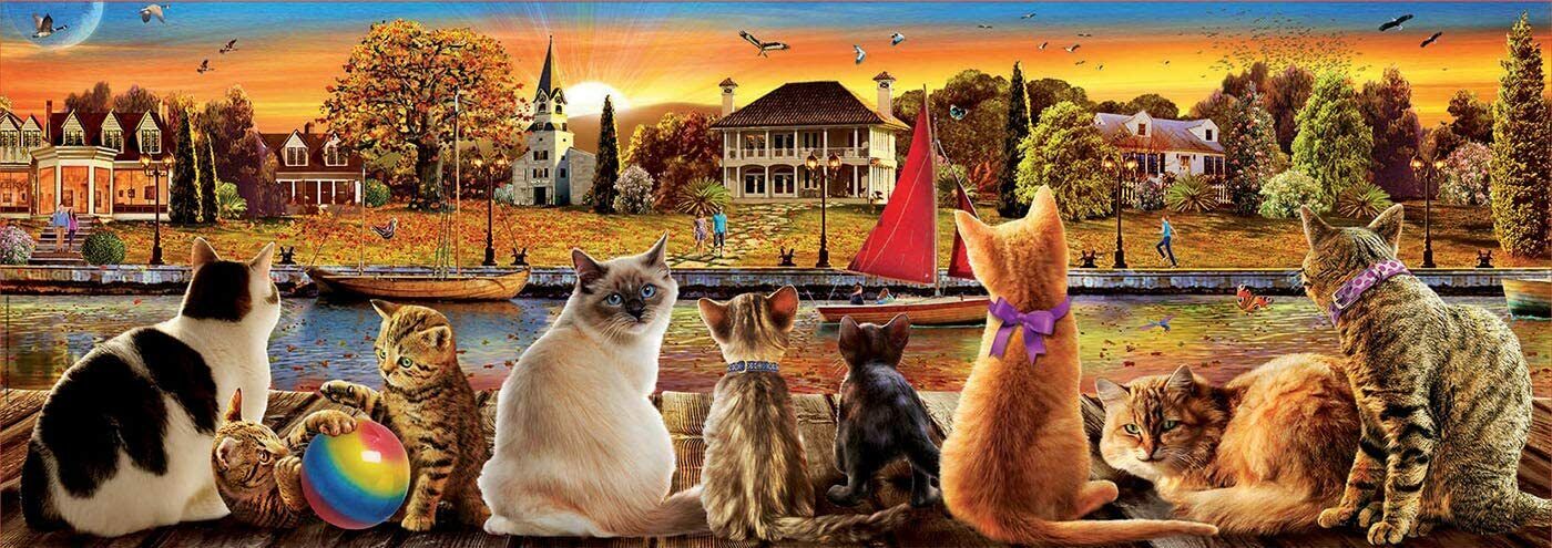 New Educa Borras Cats on the Quay 1000 Piece Panorama Jigsaw Puzzle