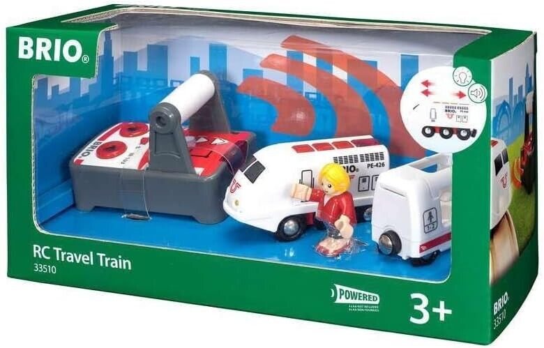 BRIO World Remote Control Travel Train Toy for Kids Age 3 Years Up - Wooden Rail