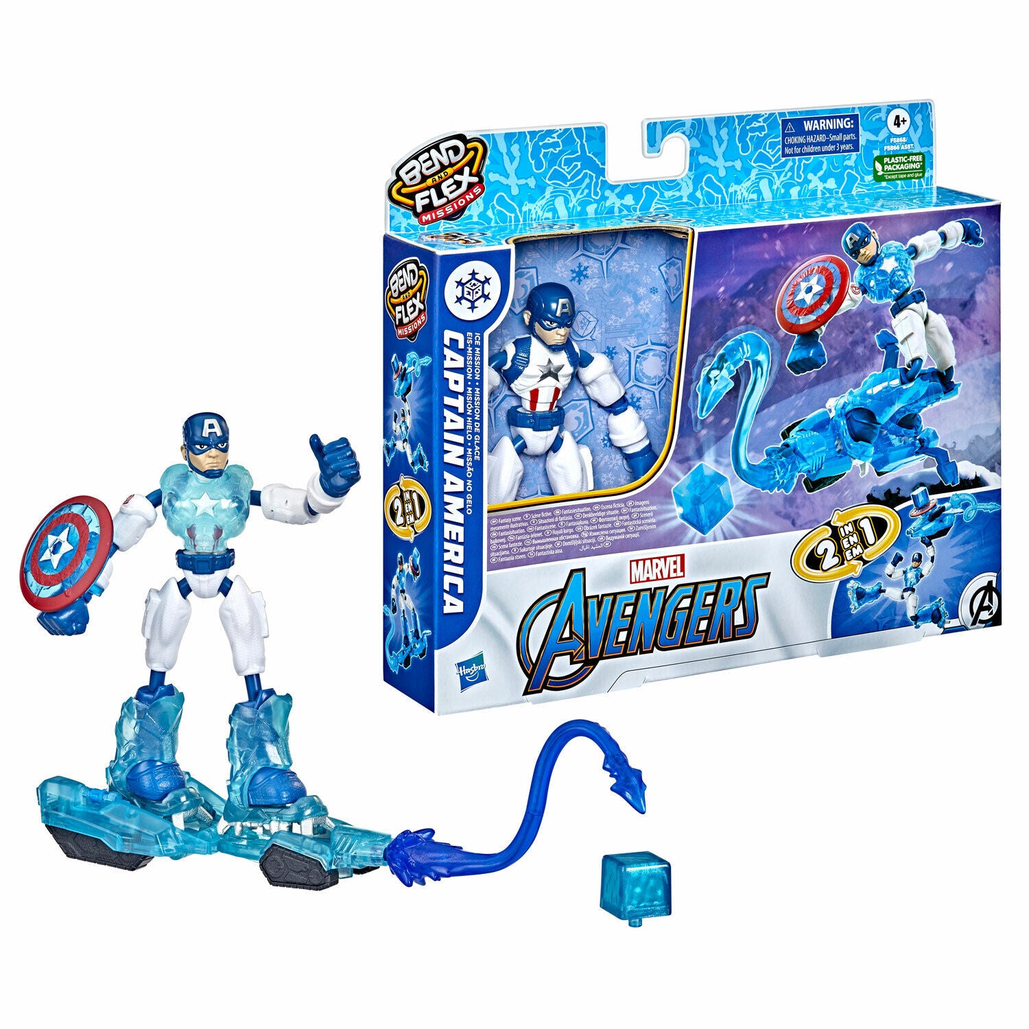 New Marvel Avengers Bend and Flex Captain America Ice Mission Figure 6-Inch