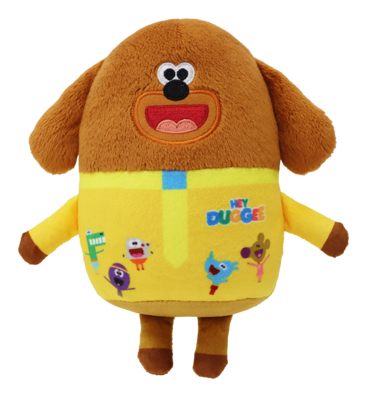 Hey Duggee Toy, Teddy Bear with all his Squirrel Club friends printed on.