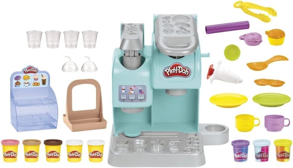 Play-Doh Kitchen Creations Super Colourful Cafe Play Food Coffee Toy With 20 Acc