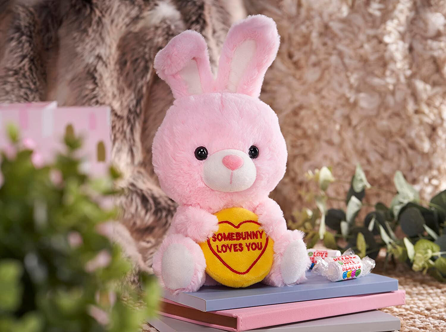 Swizzels Love Hearts Somebunny Loves You Plush Toy - 18cm Soft Teddy (37509)