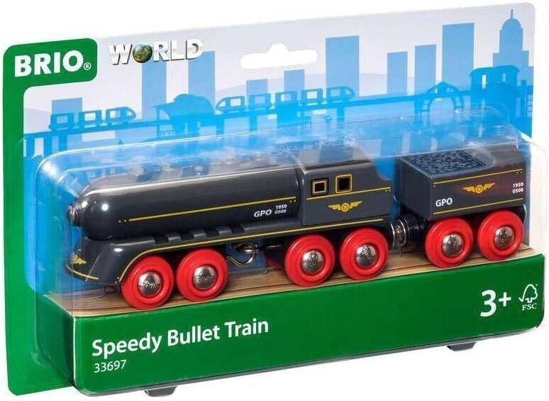 BRIO 33697 World Speedy Bullet Engine Train Toy For Kids Age 3 Years Up, Multico