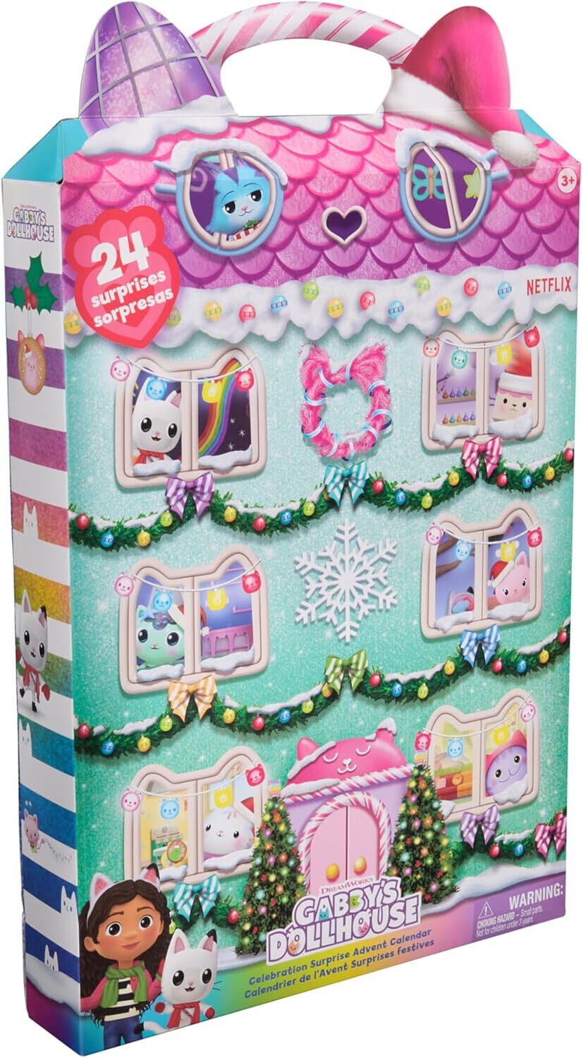 Gabby’s Dollhouse Advent Calendar, 24 Surprise Toys with Figures, Stickers, see