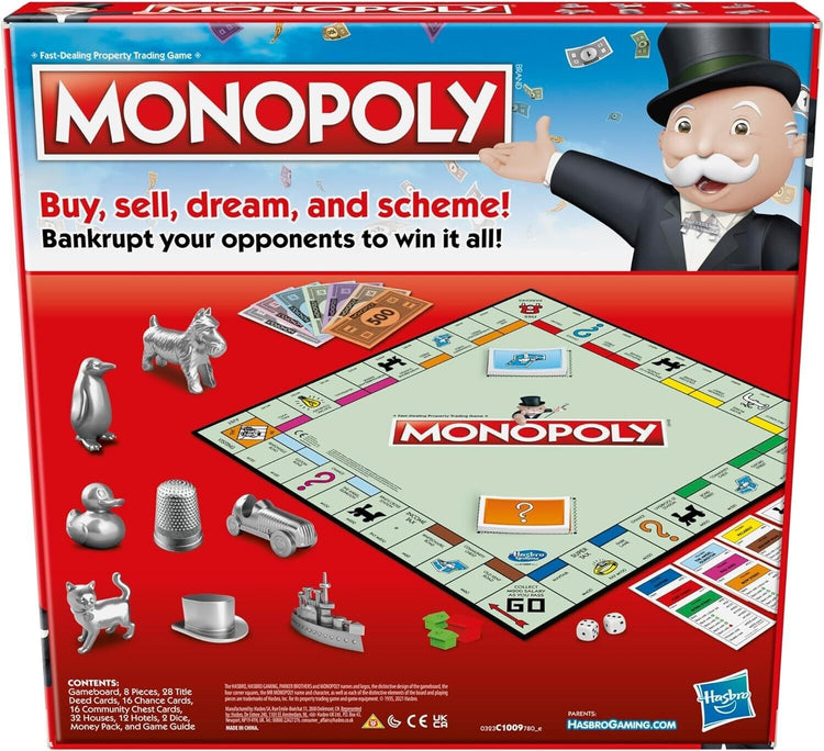 Monopoly Board Game, Family Time Games for Adults and Children, 2 to 6 Players,