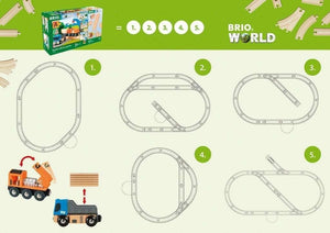 BRIO World Starter Lift & Load Train Set A for Kids Age 3 Years Up - Wooden Rail