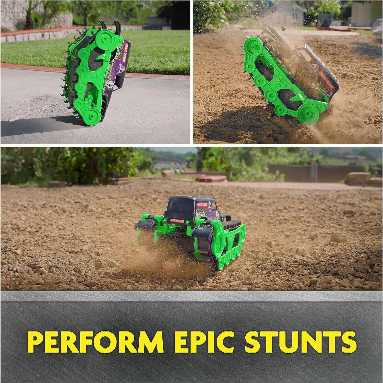 Monster Jam, Official Grave Digger Trax All-Terrain Remote Control Outdoor Vehic