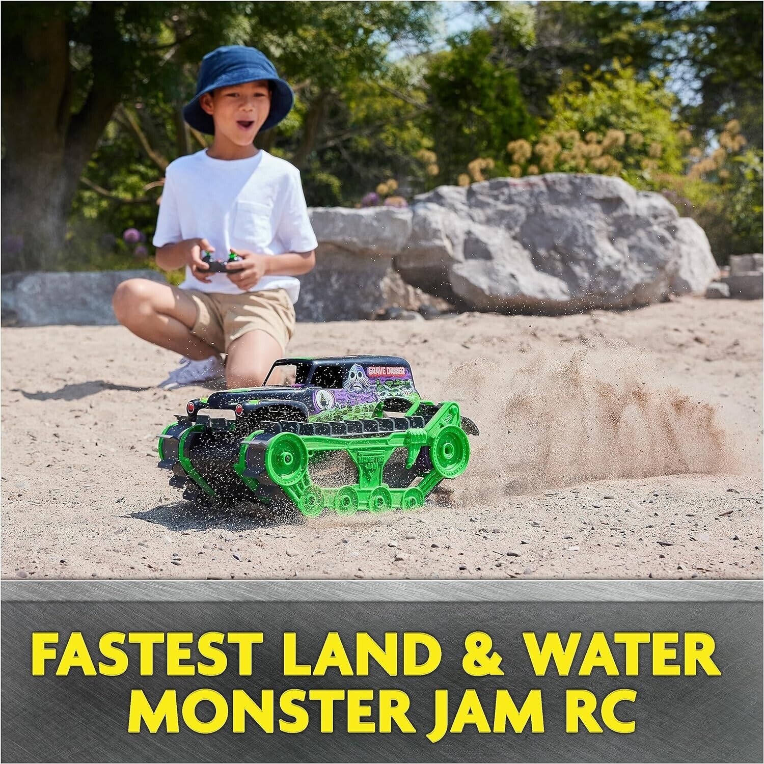 Monster Jam, Official Grave Digger Trax All-Terrain Remote Control Outdoor Vehic