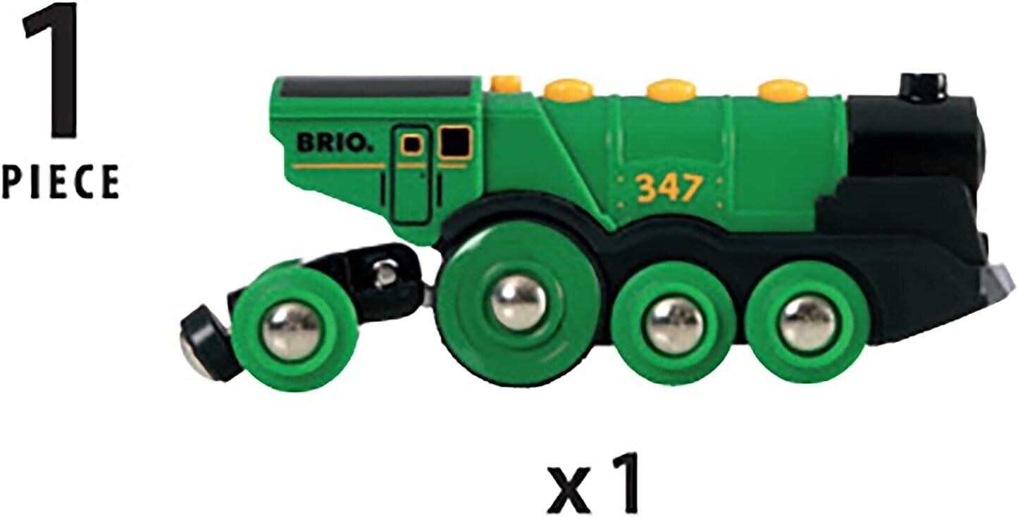 BRIO Big Green Locomotive Battery Powered Toy Train for Kids Age 3 Years Up - Ra