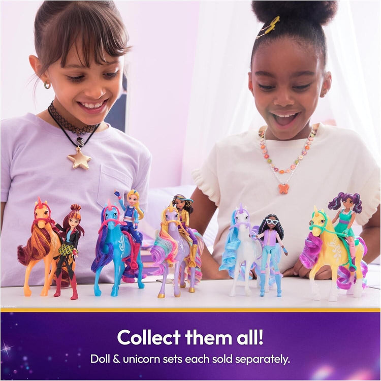 Unicorn Academy, Valentina & Cinder Set with 2 Riding Accessories and Hair Styli