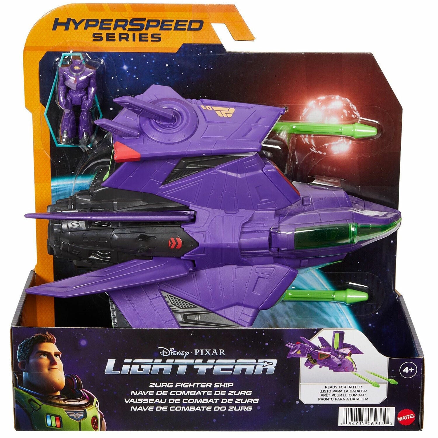 Disney Pixar Lightyear Hyperspeed Zurg Fighter Ship & Figure Set