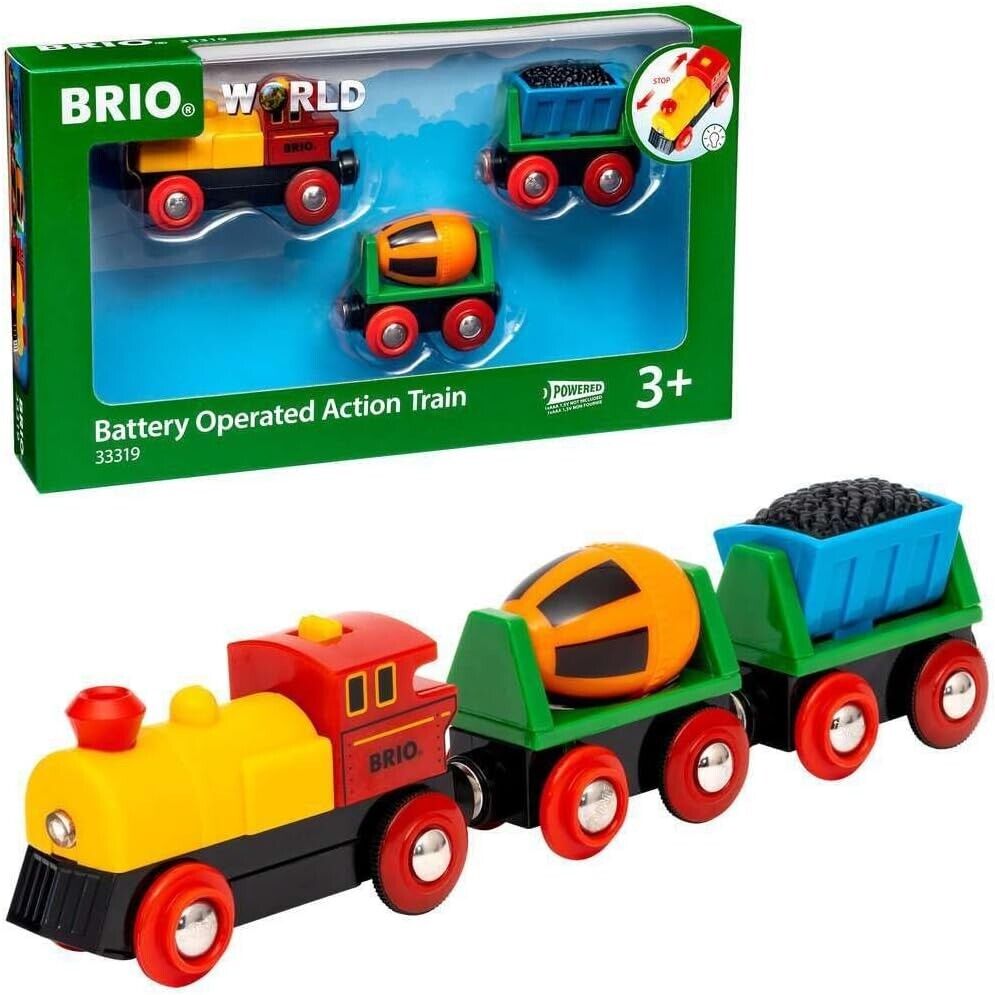 BRIO World Battery Operated Action Train for Kids Age 3 Years Up - Wooden Railwa