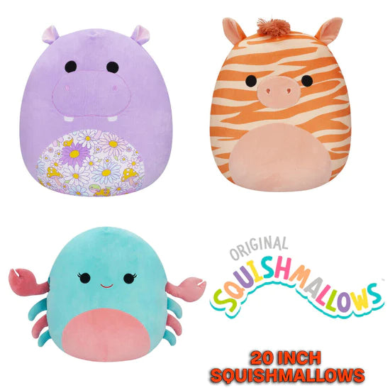 Squishmallows 2024 New Collection - 20 Inch Plush Toy - Super Soft and Adorable - Hanna The Purple Hippo with a Floral Belly