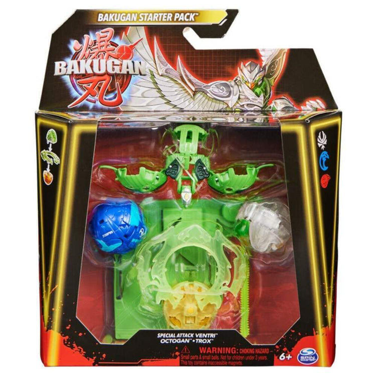 Unleash the Battle Brawlers! Bakugan Starter Pack with Special Attack Ventri , Octogan, Trox