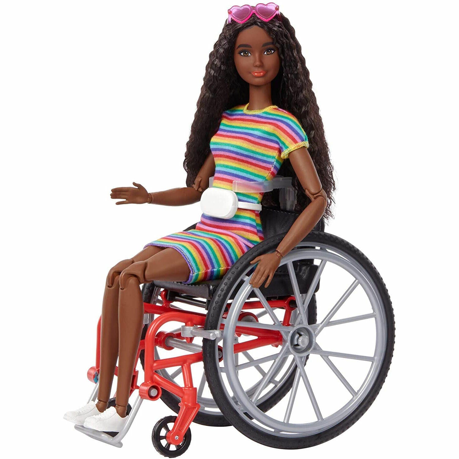 New Barbie Fashionistas Doll #166 with Wheelchair - Crimped Brunette Hair