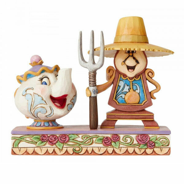 Disney Traditions Workin Round the Clock Figurine - Mrs Potts and Cogsworth