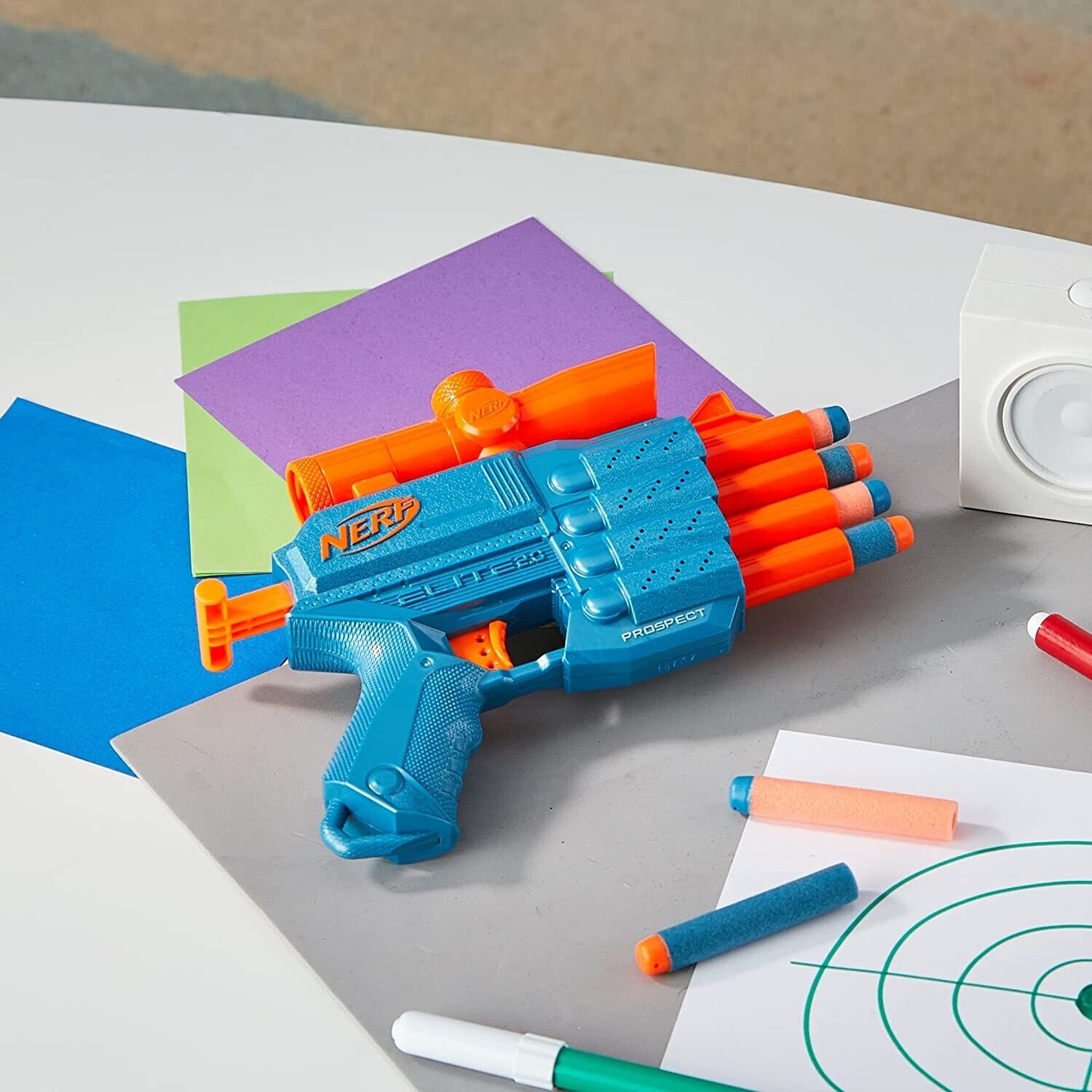 Nerf Elite 2.0 Prospect QS-4 Blaster, 8 Official Nerf Elite Darts, 4-Dart