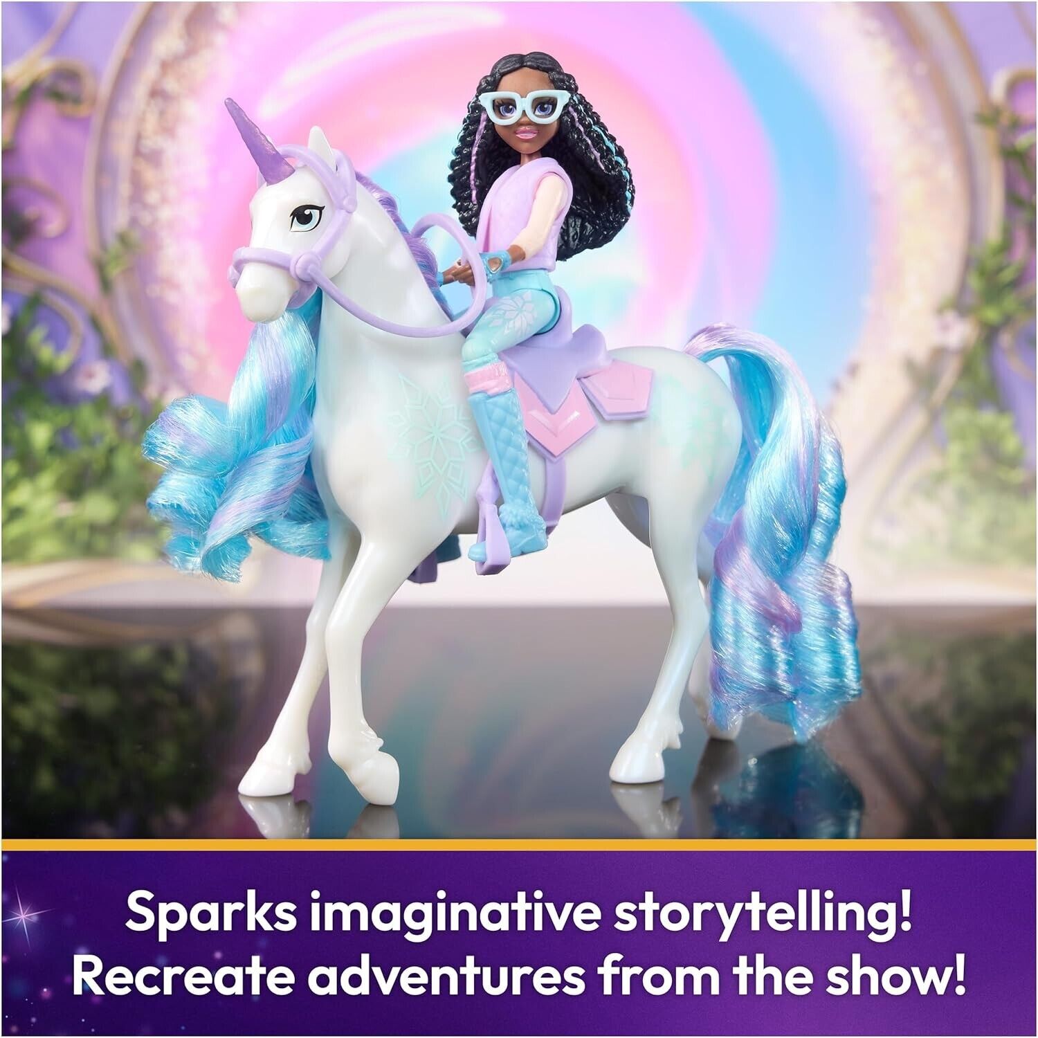 Unicorn Academy, Layla & Glacier Set with 2 Riding Accessories and Hair Styling