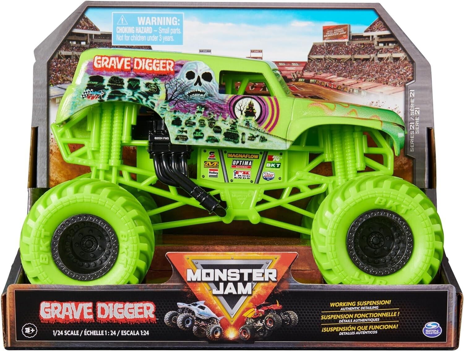 Monster Jam, Official Grave Digger Monster Truck,Collector Die-Cast Vehicle,1:24