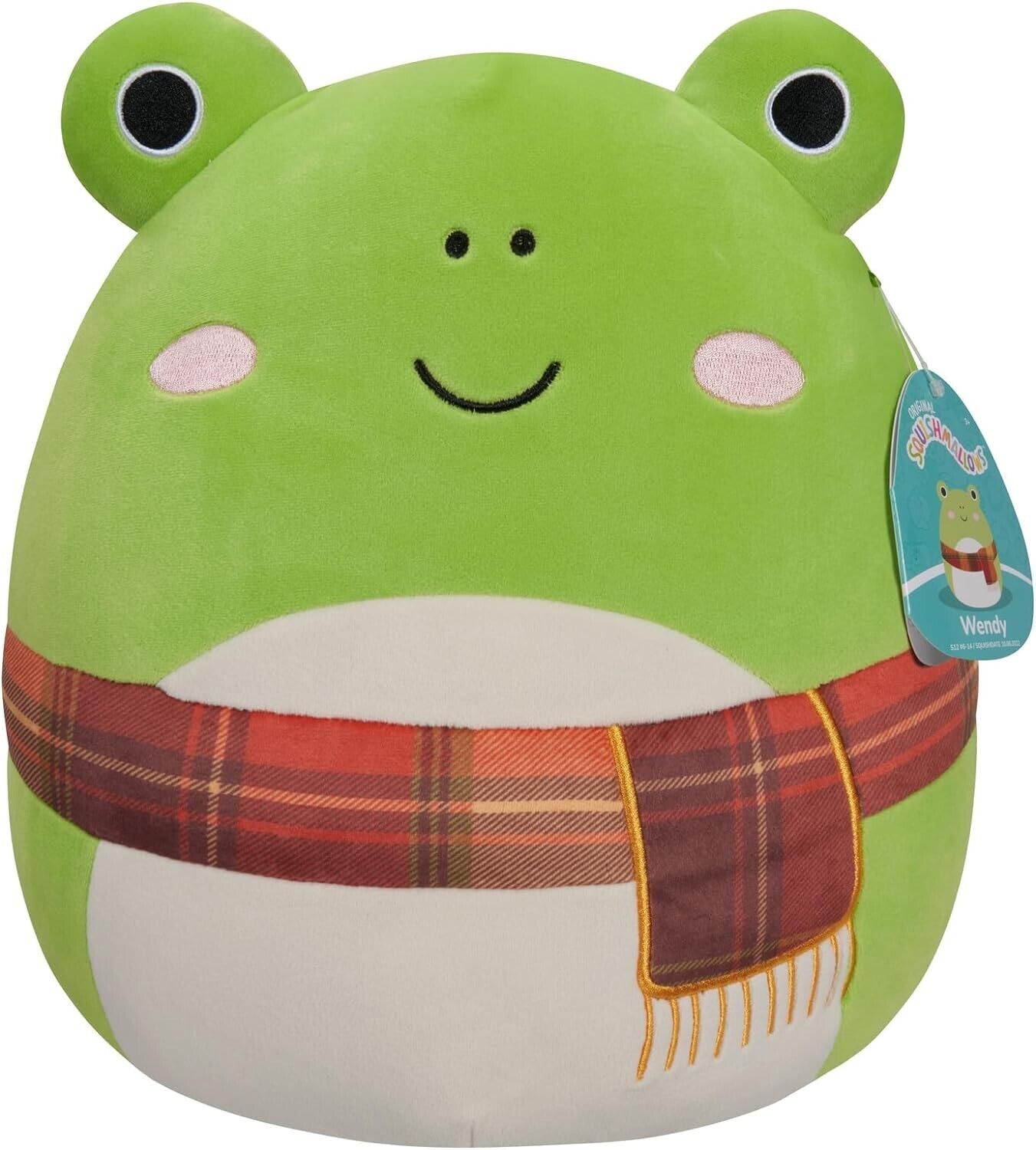 Squishmallows SQCR04581 Wendy - Green Frog W/Plaid Scarf 12"