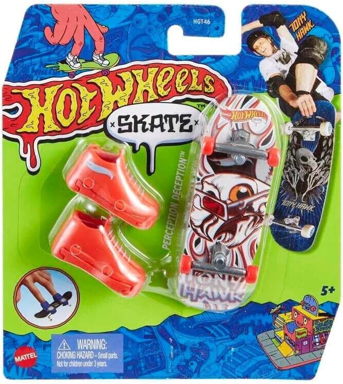 Hot Wheels Skate Fingerskate Tony Hawk HNG41 Pack 1 Finger Skateboard + 1 Pair o