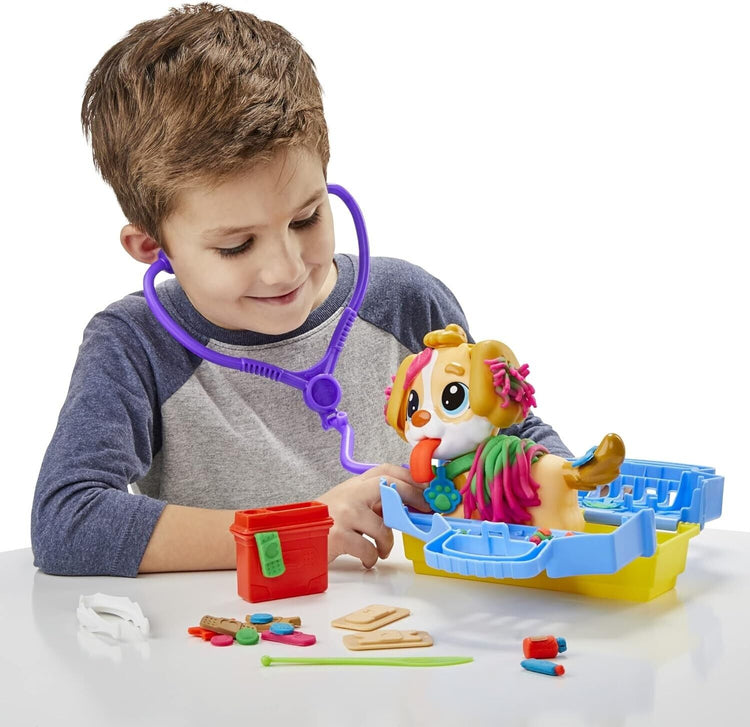 Play-Doh Care n Carry Vet Playset with Toy Dog, Carrier, 10 Tools, 5 Colours,