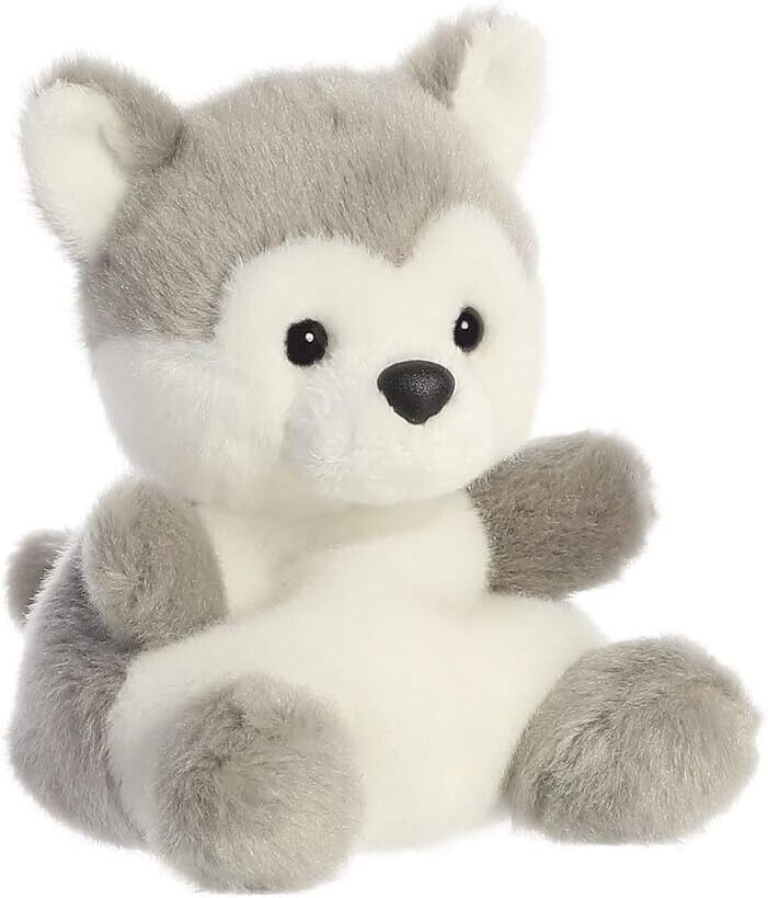 Aurora Palm Pals, Busky The Husky Dog, Soft Toy, 33474, 5 inches, Grey and White