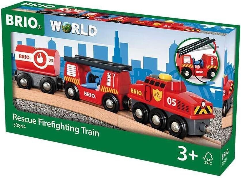 BRIO World Fire & Rescue Rescue Fire Toy Train for Kids Age 3 Years Up