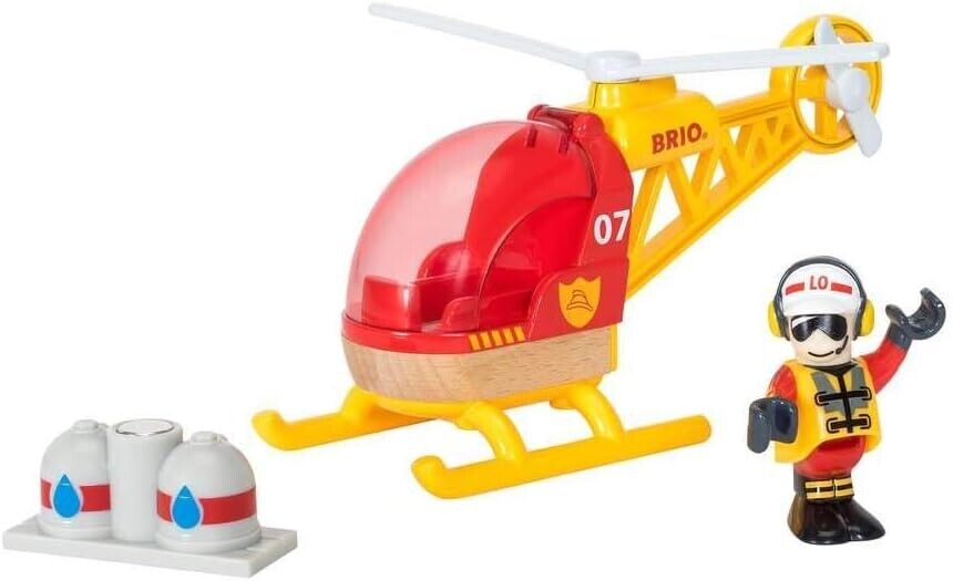 BRIO World Fire & Rescue Helicopter Toy Vehicle for Kids Age 3 Years Up