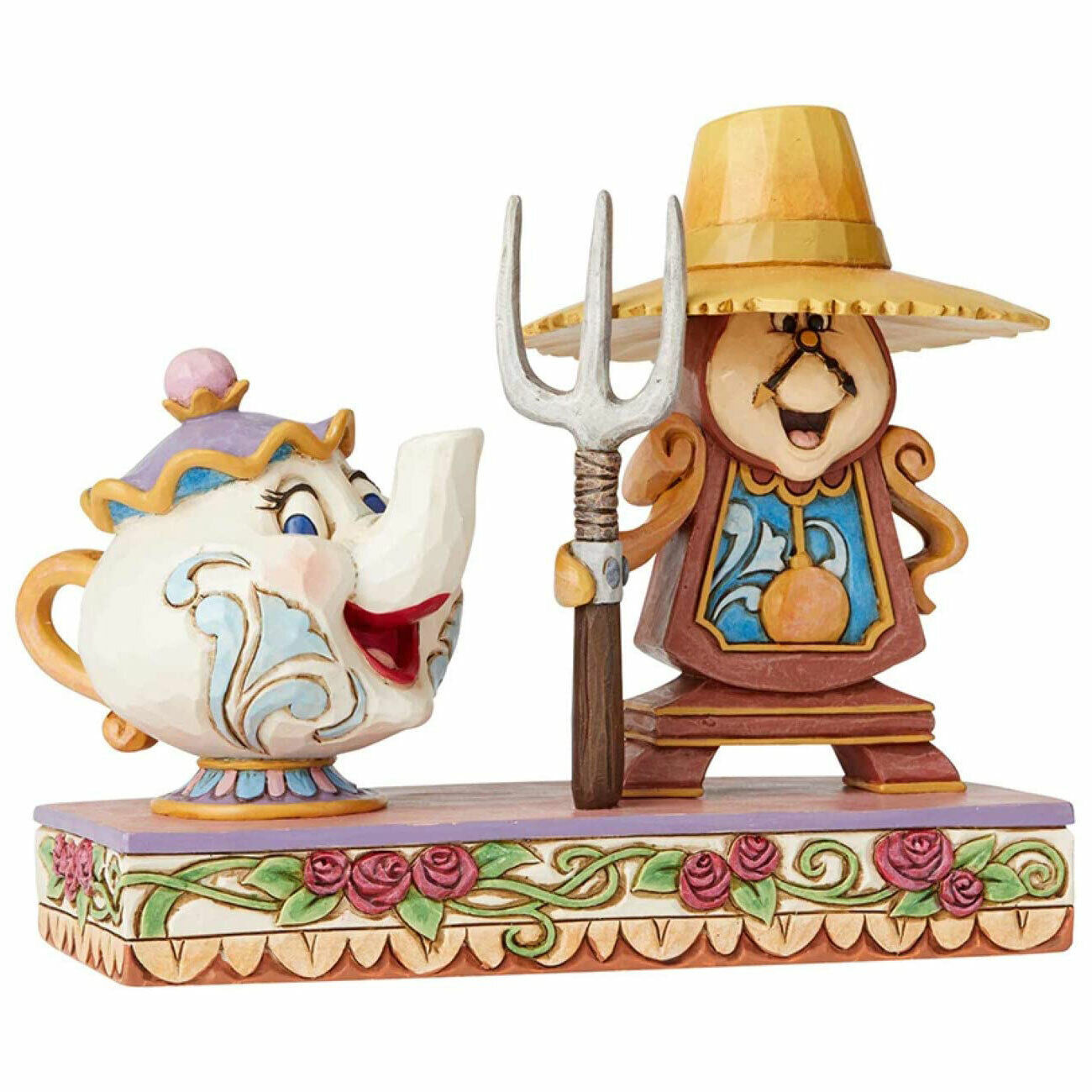 Disney Traditions Workin Round the Clock Figurine - Mrs Potts and Cogsworth