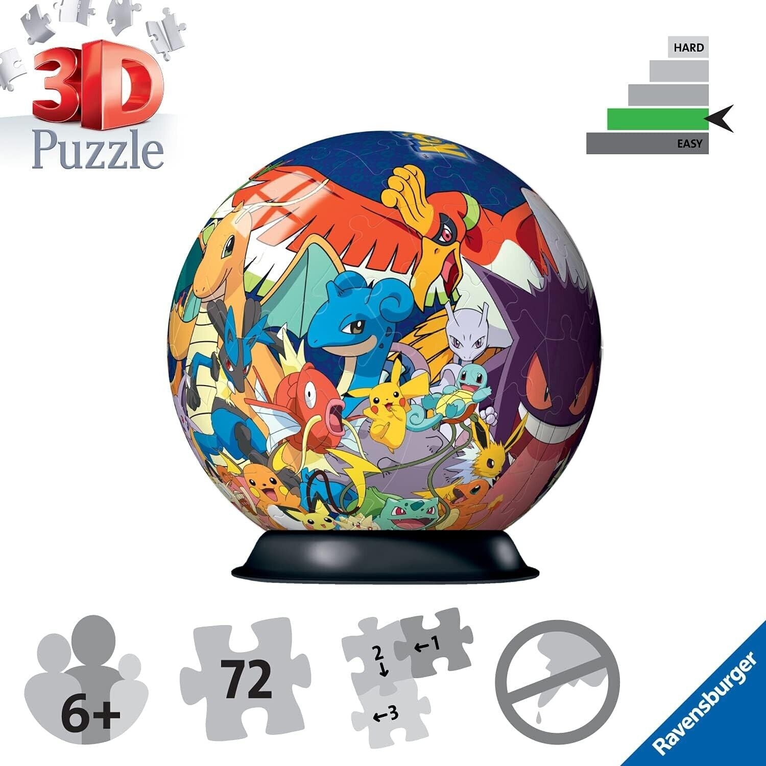 Ravensburger Pokemon 3D Jigsaw Puzzle Ball for Kids Age 6 Years Up - 72 Pieces -