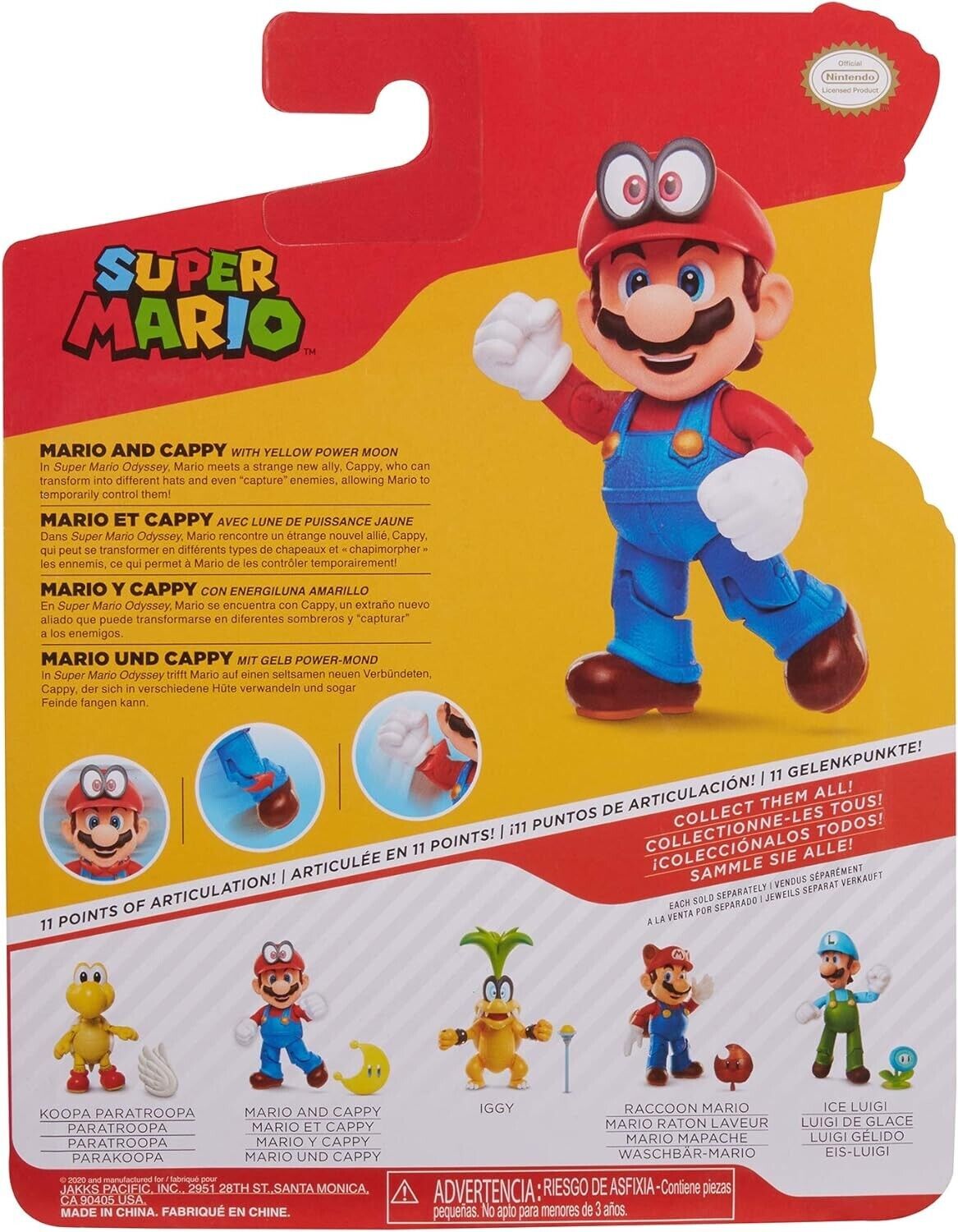 Nintendo Super Mario 10cm Figure - Mario wearing Cappy with Yellow Power Moon