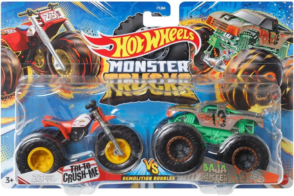 Hot Wheels Monster Trucks Demolition Pack of 2 - Spur of Moment vs Loco Punk 202