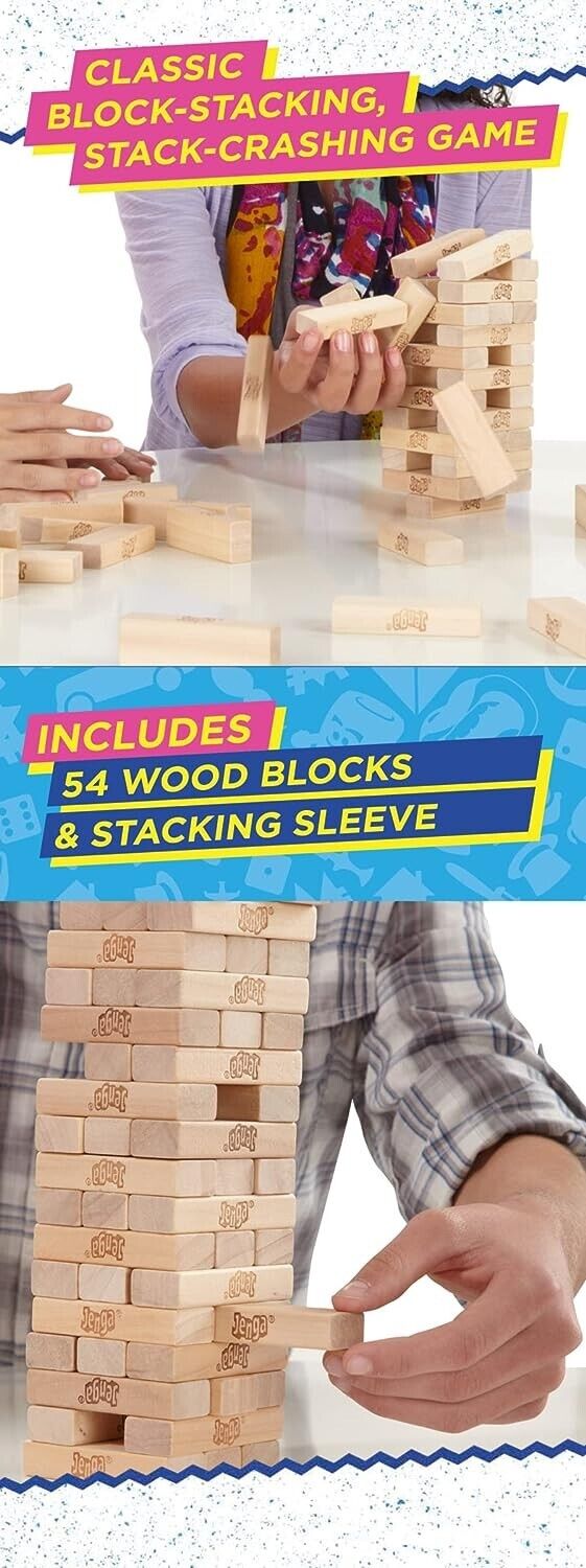 Hasbro Gaming Jenga Classic, Children's game that promotes reaction speed from 6