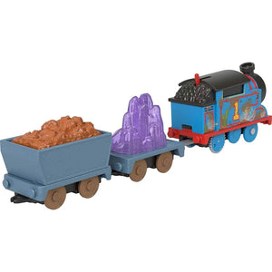 This is a toy train engine from the Fisher-Price Thomas & Friends line, featurin