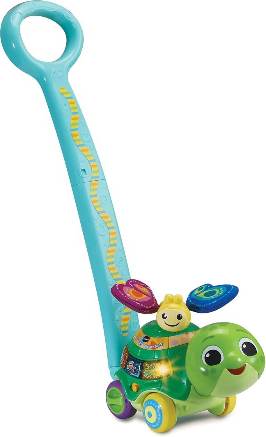 VTech 2-in-1 Push & Discover Turtle, Baby Walker with Sounds, Music and Phrases,