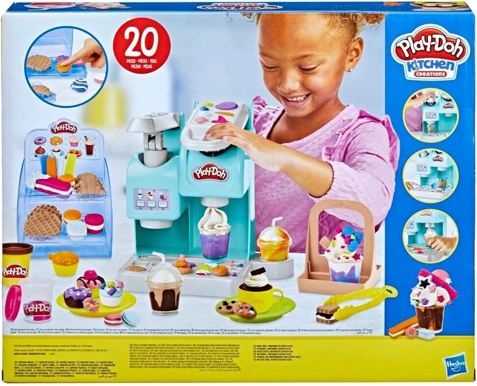 Play-Doh Kitchen Creations Super Colourful Cafe Play Food Coffee Toy With 20 Acc