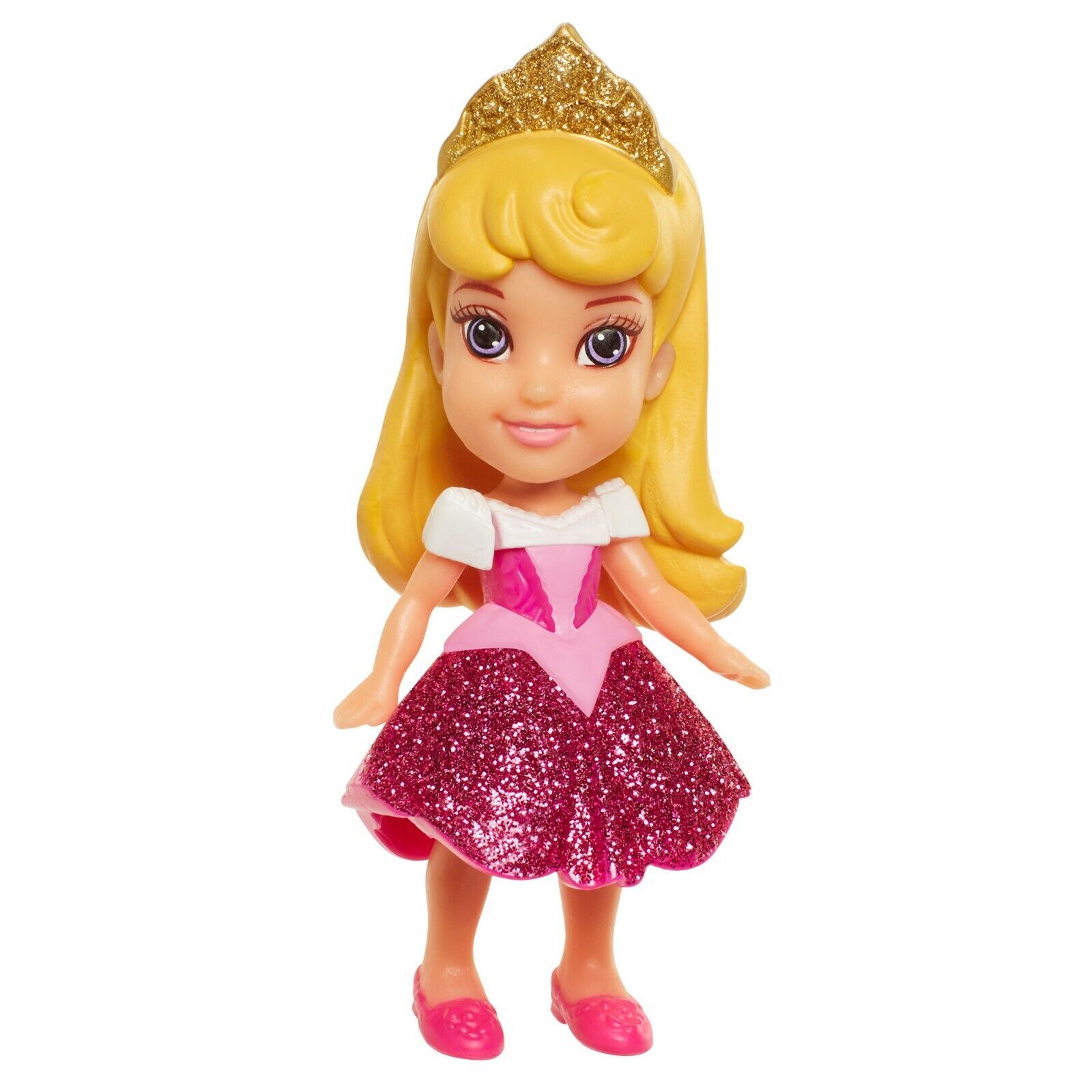 Disney Mini 3-Inch Toddler Dolls - Pick Your Favorite! - Aurora (Pink Glitter Dress)
