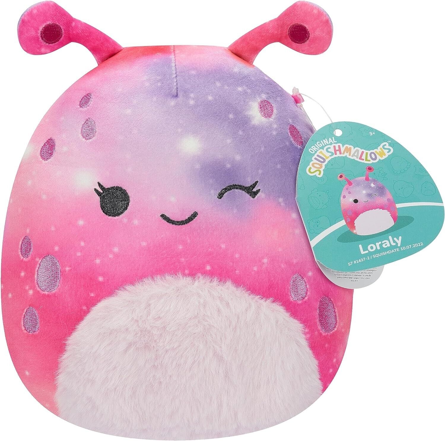 Squishmallows Original 7.5-Inch Loraly the Winking Pink and Purple Alien Small-S