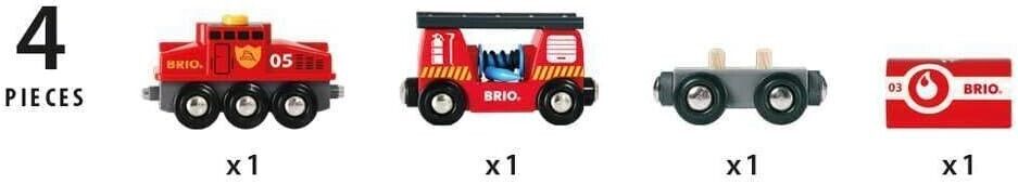 BRIO World Fire & Rescue Rescue Fire Toy Train for Kids Age 3 Years Up